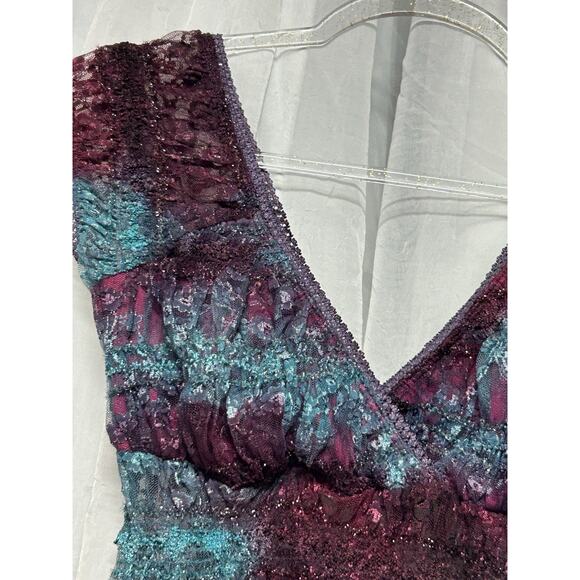 VTG Eshak USA Crinkle Mesh Sequin Top Boho Whimsigoth Fairycore Y2K Festival M - Picture 3 of 6